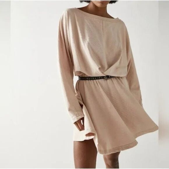 FP Beach Free light blue Santa Maria Mini Dress Oversized Dolman sleeve sz L - Picture 3 of 8